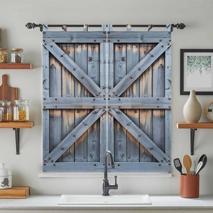 Farmhouse Wood Grain Bedroom Curtains 72 Inch Length, Window Curtains Tab Top - Image 3