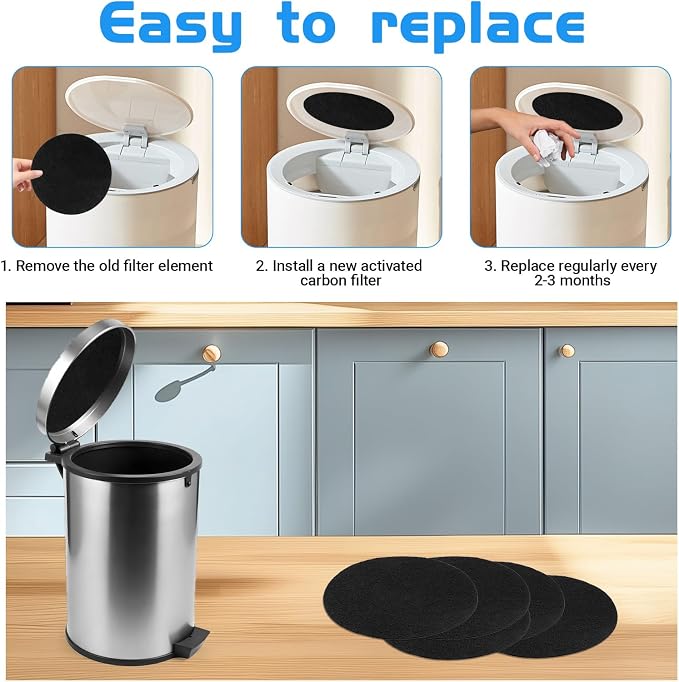 6 Pack Charcoal Filters for Compost Bucket, 7.25 in Round Compost Filters for - Image 4