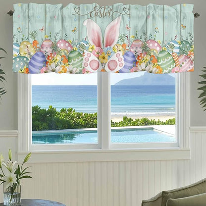 Easter Curtain Valances for Windows, Kitchen Valance Window Treatment, Spring - Image 3