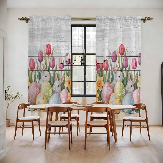 Easter Window Curtains 72 Inch Long 2 Panel Set, Rod Pocket Long Curtains & by Unknown