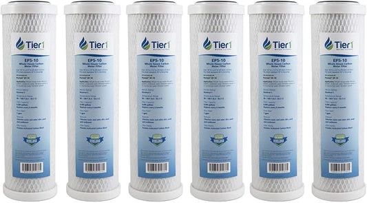 Tier1 5 Micron 10 Inch x 2.5 Inch | 6-Pack Whole House Carbon Block Water by Tier1