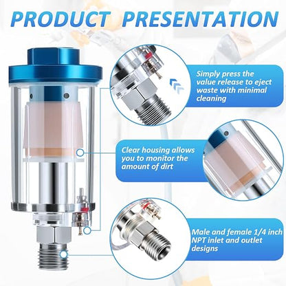 Mudder 2 Pcs Compressed Air Filter Water Oil Separator 1/4 Inch NPT Inlet and - Image 4