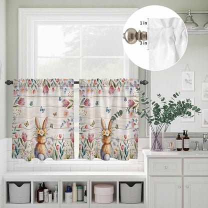 Kitchen Curtains Tiers and Valance Set of 3, Easter Light Filtering Window - Image 8