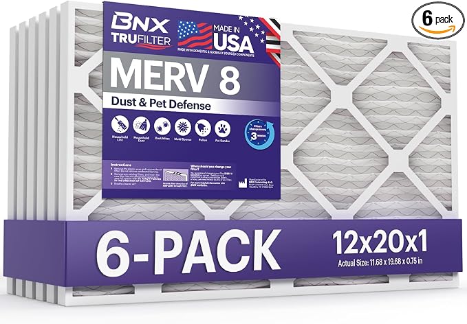 BNX TruFilter 12x20x1 Air Filter MERV 8 by BNX