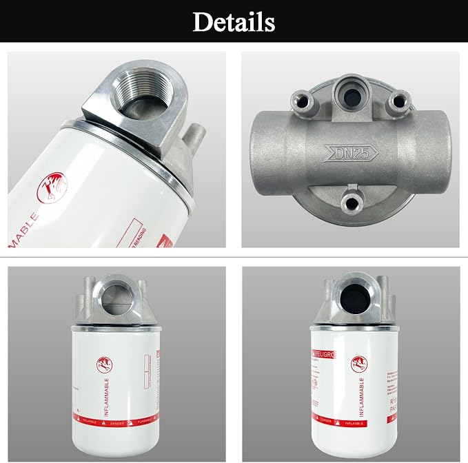 1 Inch NPT Fuel Tank Filter Kit, High Flow Fuel Filter 25 GPM 30 Micron Spin-on - Image 6