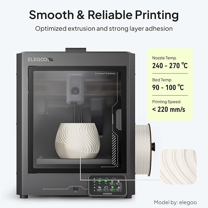 ELEGOO ASA Filament 1.75mm Deep Black 2KG, UV & Weather Resistant 3D Printer - Image 5