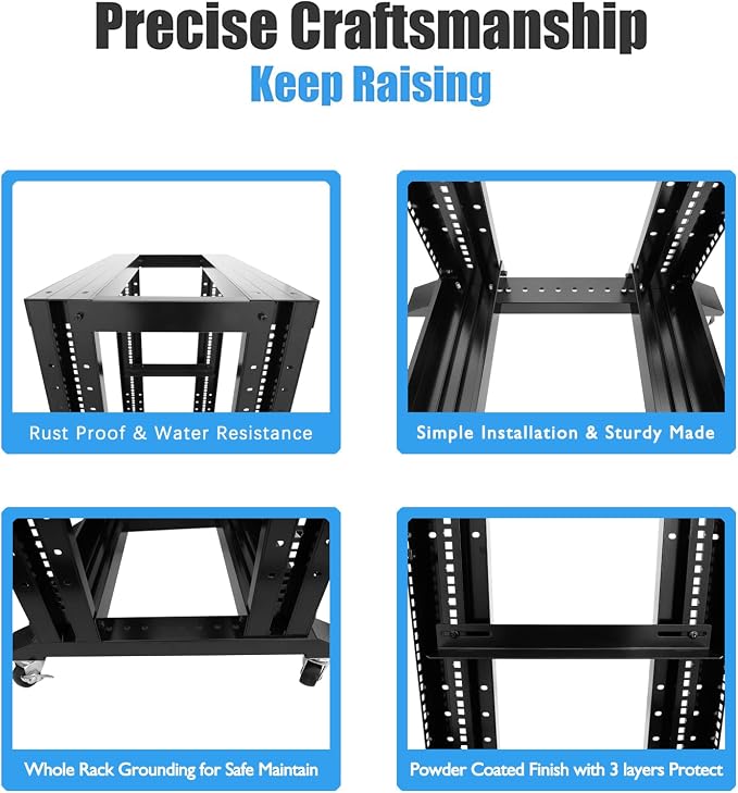 RAISING ELECTRONICS 27U 4 Post Open Frame Network Server Rack 19inch Width - Image 5