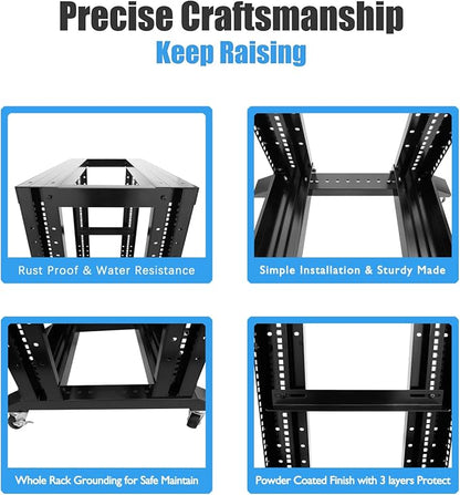 RAISING ELECTRONICS 27U 4 Post Open Frame Network Server Rack 19inch Width - Image 5