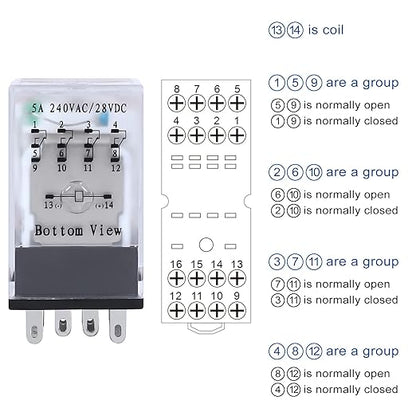 Electromagnetic Power Relay, 14-Pin 5 AMP 110V/120V AC Relay Coil - Image 5