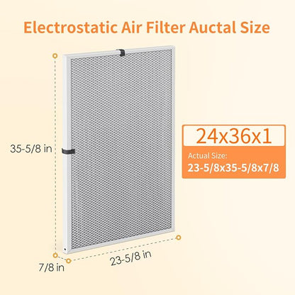2-Pack 24x36x1 MERV 8 Reusable & Washable Electrostatic Air Filters - Image 2