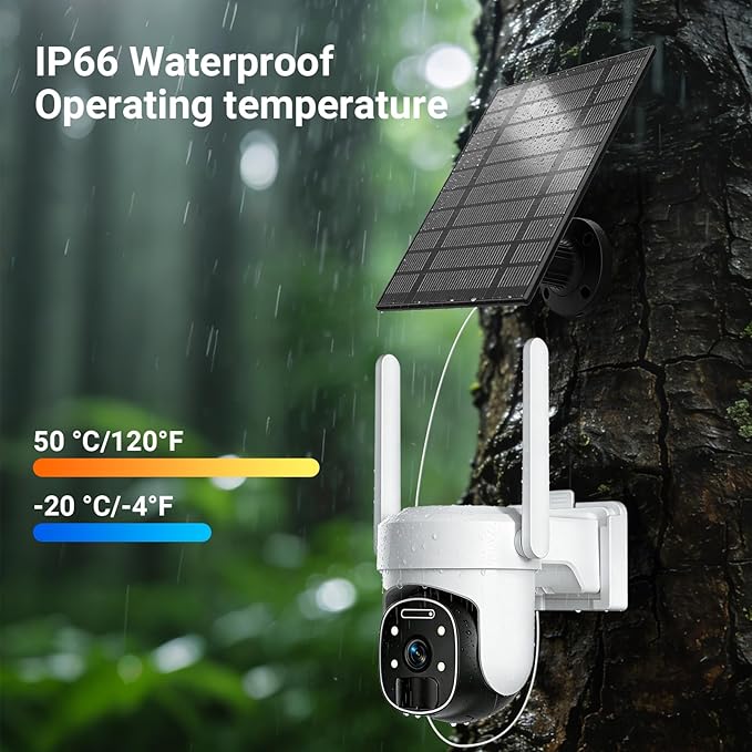 HUEVUE 4G LTE Cellular Security Camera Outdoor, 2K No WiFi Solar Camera Outdoor Wireless Color Night Vision, Cellular Cameras for Security 360° Viewing, PIR Motion Sensor for Farm/RV Update