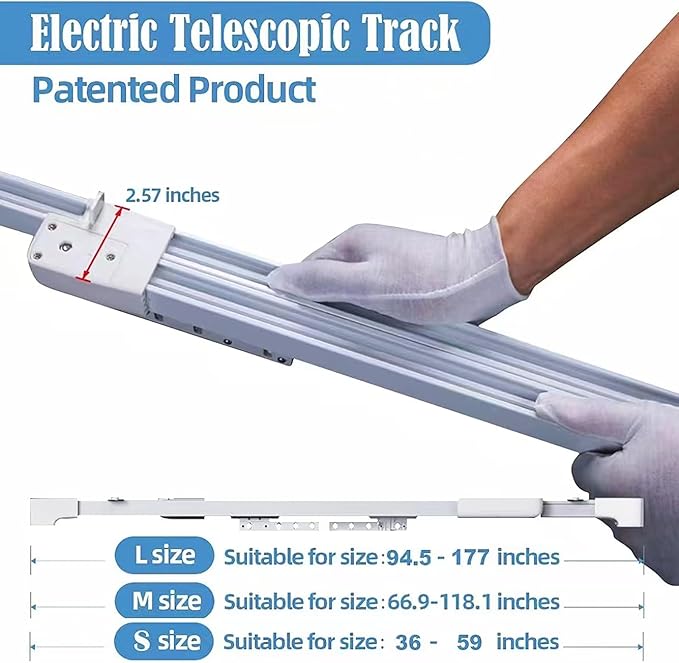 TIPIACE Rechargeable Motorized Curtain tracks to Remote Control Ceiling Mount Electric Retractable Curtain Rail Compatible with Alexa Google Home via Hub (L 94-177 inch OR 240cm - 450cm)