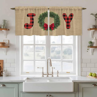 Red Green Christmas Kitchen Tier Curtains 24 Inch Long 2 Panel Set, Rod Pocket by Unknown