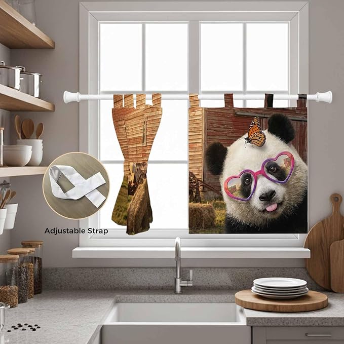 Farm Panda Kitchen Curtains 24 Inch Length, Small Window Curtains Tab Top - Image 5