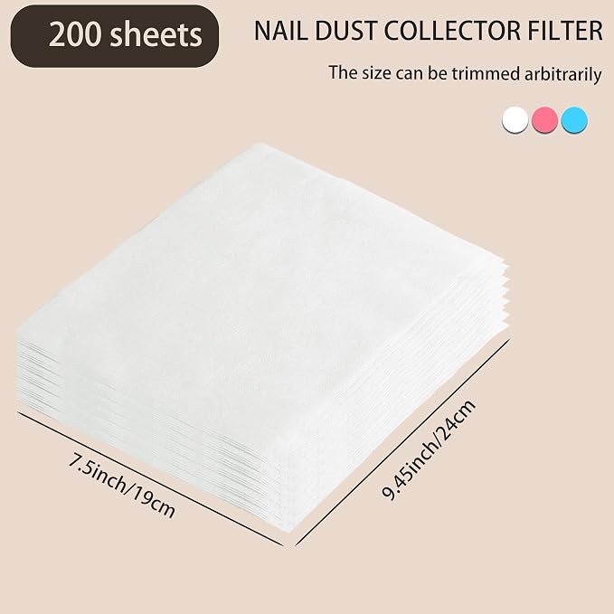 200 Sheets Nail Dust Collector Filter Paper Disposable Nail Dust Filters - Image 4