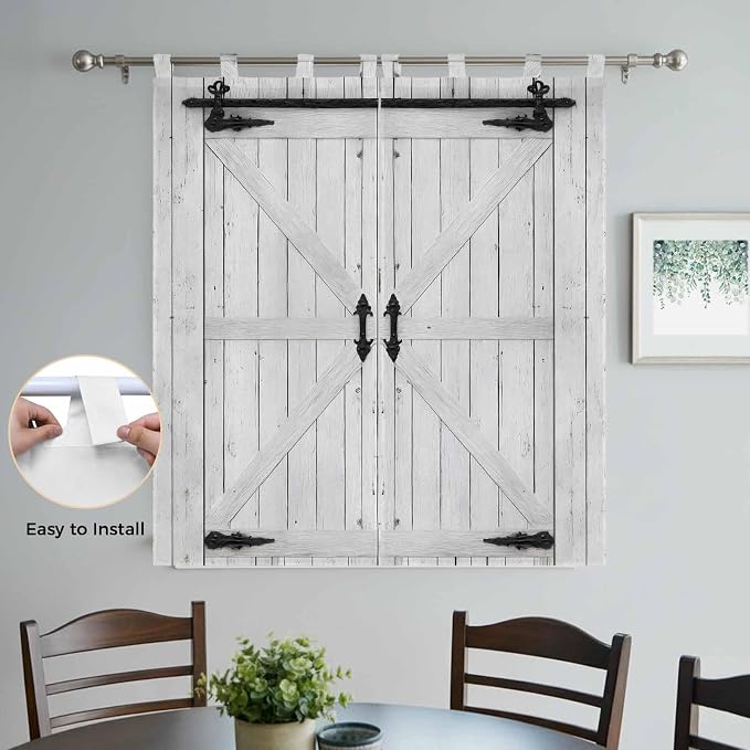 Farmhouse Wood Grain Bedroom Curtains 72 Inch Length, Window Curtains Tab Top - Image 4