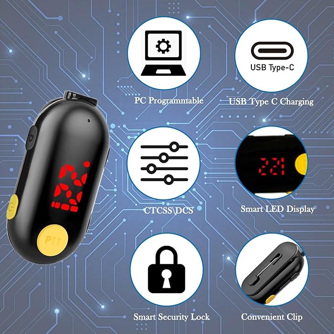 ELIDAIP T-M9 Super Mini Walkie Talkies with Earpieces Small Portable FM Transceiver Mini Two Way Radios for Security, Restaurant, Workplace,Out Door Sport,Supermarket,Hospital,Tourism Black 2-Pack