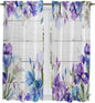 Spring Flowers Kitchen Curtains, Watercolor Garden Florals Wooden Grain Light by Unknown