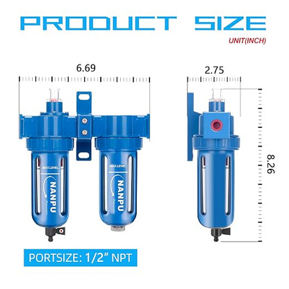 NANPU Zinc Alloy Coalescing Filter & Desiccant Dryer System, Poly Bowl - Image 6