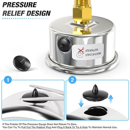 MEANLIN MEASURE 0~60Psi Dry Pressure Gauge Stainless Steel 1/4"NPT 2"FACE DIAL - Image 6
