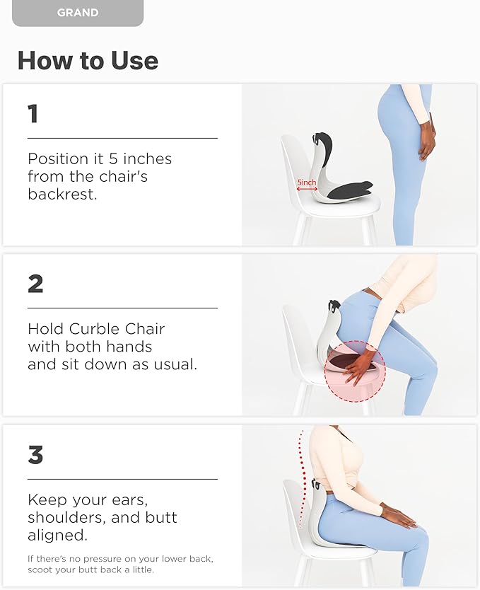 curble Grand(Extra Wide & Sturdy) – Ergonomic Back and Lumbar Support for Good Posture Correction and Back Pain Relief, Perfect for Office, Floor Seat, and Work from Home, Patented (Red)