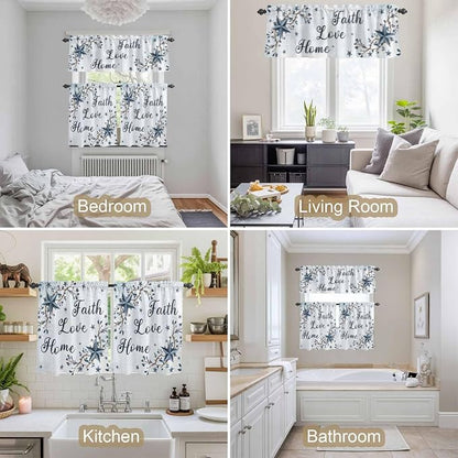 Kitchen Curtains Tiers and Valance Set of 3, Texas Star Country Light Filtering - Image 7