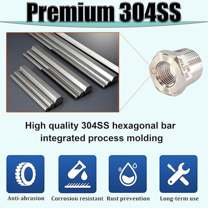 1" NPT Male to 3/4" NPT Female Hex Bushing Reducer, 304 Stainless Steel NPT - Image 2