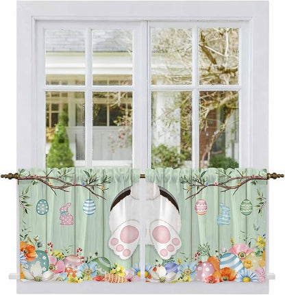 Easter Kitchen Tier Curtains 24 Inch Long 2 Panel Set, Rod Pocket Cafe Small - Image 2