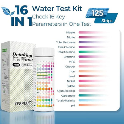 TESPERT Drinking Water Test Strips 125ct 16 in 1 – 30s Quick Screening - Image 2