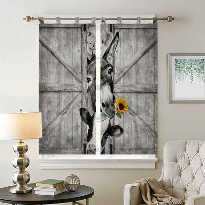 Funny Farm Animals Bathroom Curtains 63 Inch Length, Window Curtains Tab Top - Image 2