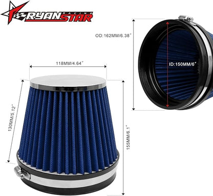 RYANSTAR RACING 152mm 6" High Flow Round Tapered Cone Closed-Top Washable - Image 2