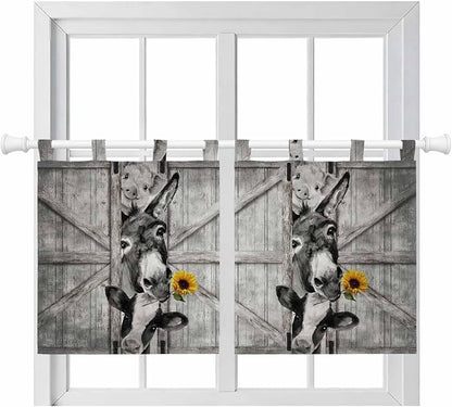Funny Farm Animals Kitchen Curtains 24 Inch Length, Small Window Curtains Tab by Unknown