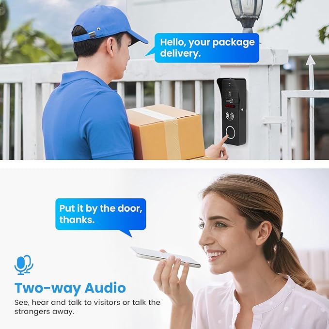 Wired Smart Video Apartments Intercom System,10 Inch Monitors with 1080P Doorbell Camera,3-in-1 Unlocking,TUYA WiFi Door Phone Kits, Ideal for Villas & Homes (2 doorbell + 2 Monitor)