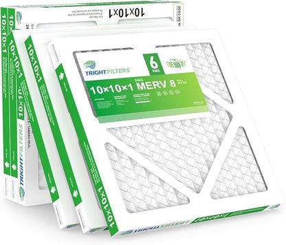 10x10x1 Air Filter 6 Pack, Durable MERV 8 Pleated Home HVAC AC Furnace Filters by TrightFilters