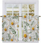 Spring Daisy Kitchen Curtains, Farmhouse Country Flower Leaf Plant Wood Grain by Unknown