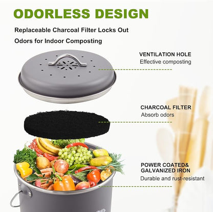 Kitchen Countertop Compost Bin, Odor Resistant Indoor Compost Bin - Image 4