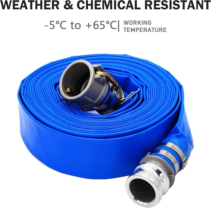 DAVCO 3" ID × 50 ft Pool Backwash Hose, Heavy Duty Reinforced Blue PVC Lay Flat - Image 4