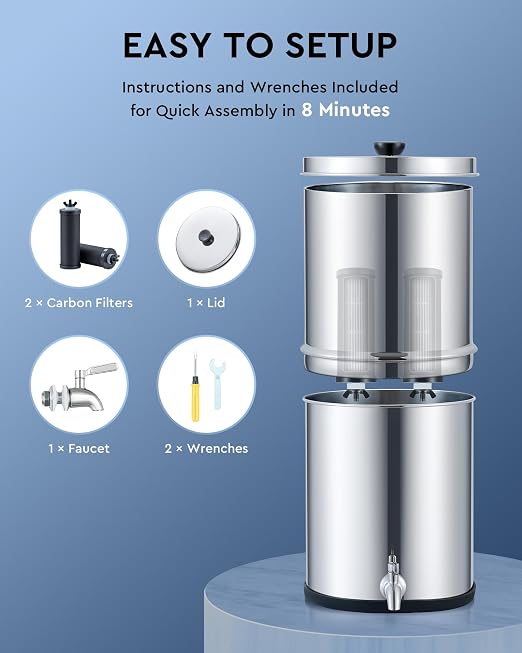 CO-Z Gravity-Fed Water Filter System, 2.25 Gallons Countertop Water Filtration - Image 6