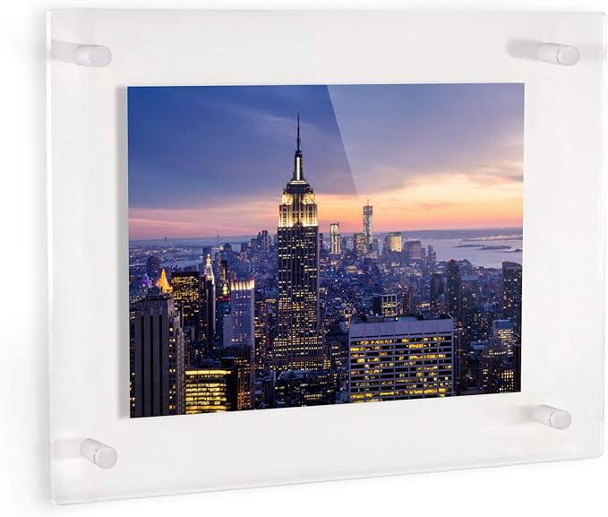 ArtToFrames 22x28 Inch Double Panel Floating Acrylic Picture Frame (Full Frame is 26x32) comes with White Standoff Hardware, Made in the USA, 1 Pack