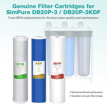 SimPure Whole House Water Filter Cartridges 5 Micron 20" x 4.5" PP+CTO+GAC/KDF - Image 6