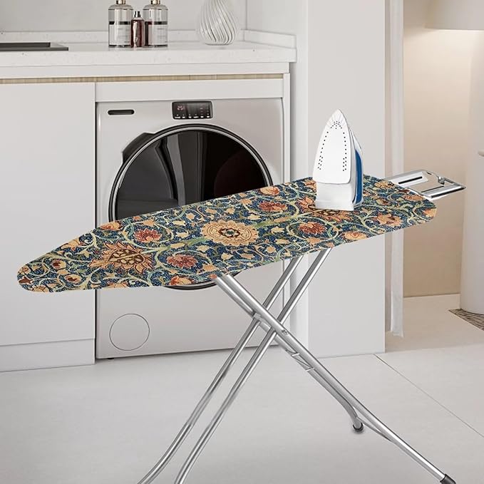 ZCFYGDX Vintage Flower Print 15 x 48 Ironing Board Covers Nylon Buckle Straps Fasteners & Elastic Edge Stain Resistant Breathable,Suitable for Multi-Size Iron Board Relaxing Ironing Experience