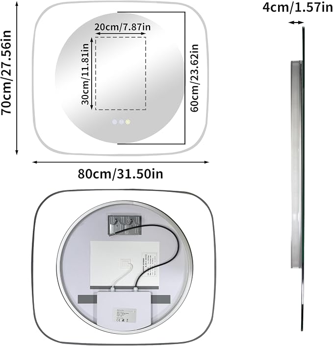 LUVODI Lighted LED Bathroom Mirror: 28”x32” Transparent Wall Mounted Vanity - Image 8