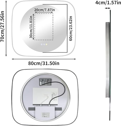 LUVODI Lighted LED Bathroom Mirror: 28”x32” Transparent Wall Mounted Vanity - Image 8