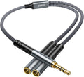 JOMLEY Headphone Splitter 1.6ft(0.5m), Audio Splitter 3.5mm 1 Male to 2 Female Adapter, Nylon-Braided 3.5mm Dual Headphone Jack Extension Cable for Headset, Smartphone, Tablet, Laptop