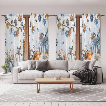 Fall Blue Maple Window Curtains 72 Inch Long 2 Panel Set, Rod Pocket Long - Image 7