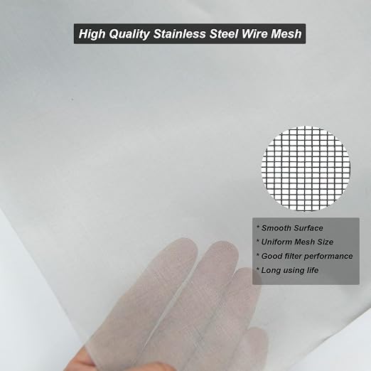 304 Stainless Steel Mesh 150Mesh, 15.7"x47.2" Metal Mesh Screen, Woven Fine - Image 4
