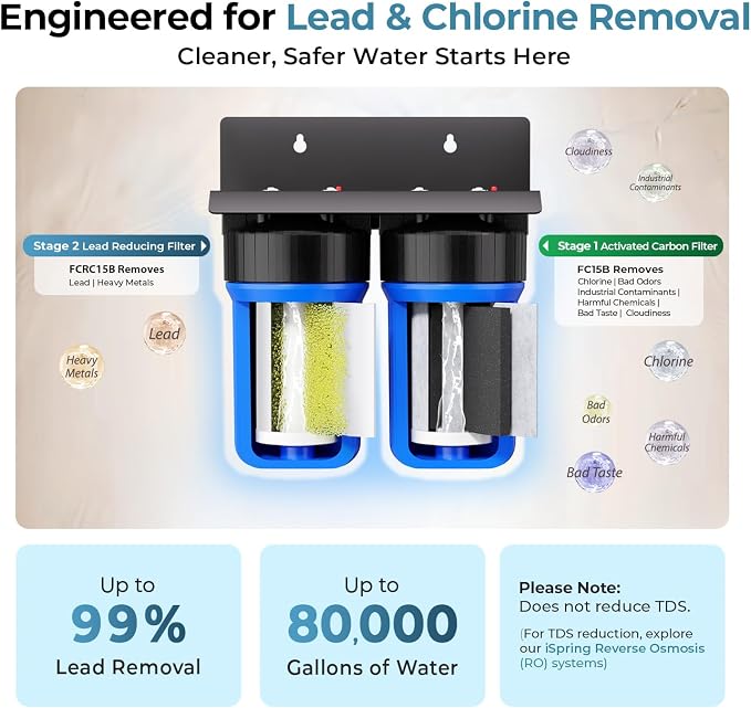 iSpring WGB21B-PB 2-Stage Whole House Water Filtration System w/ 10” x 4.5” - Image 3