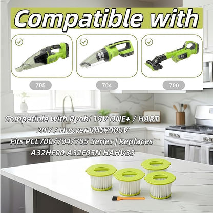 4-Pack Replacement Filter for Ryobi ONE+ 18V Handheld Vacuum | Fits Models - Image 3
