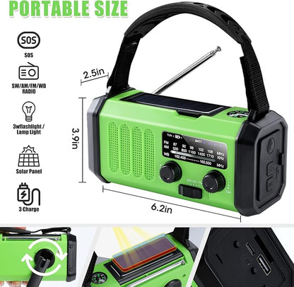 Hand Crank Emergency Radio, 10000mAh Solar Powered NOAA/AM/FM Weather Radio - Image 5