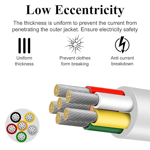 22 Gauge 6 Conductor Electrical Wire, 32.8 FT Low Voltage 22/6 Tinned Copper Stranded 6 Wire Cable, 22 AWG White Flexible Extension Power Cord for Automotive, LED Lamp, Outdoor Landscape Lighting Etc